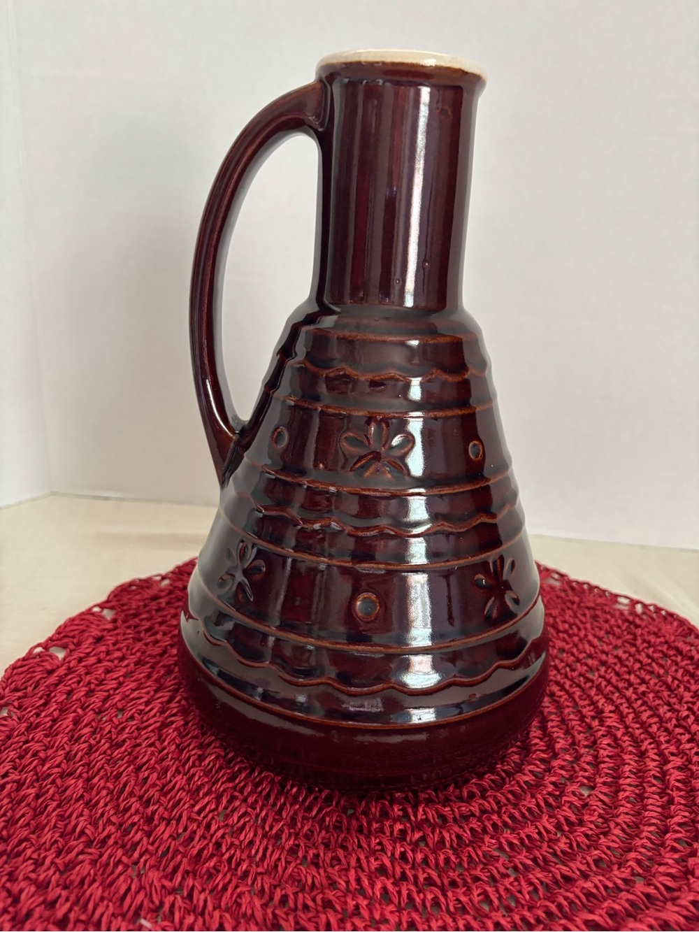 Marcrest Daisy Ceramic Pitcher with Handle - Decorative Home Accent